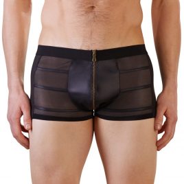 Svenjoyment Wet Look Black Zip-Up Boxer Shorts