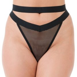 Lovehoney Black High-Waisted Cut-Out Fishnet Thong