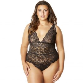 Oh La La Cheri Curves Plus Size Black Lace Teddy