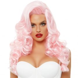 Leg Avenue Pink Bombshell Long Curly Wig