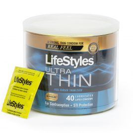 LifeStyles Ultra-Thin Lubricated Condoms (40 Count)