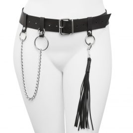 DOMINIX Deluxe Leather Belt with Detachable Flogger M/L