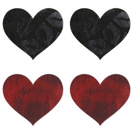 Peekaboos Black and Red Heart Nipple Pasties (2 Pairs)