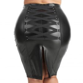 Lovehoney Plus Size Fierce Black Leather-Look Skirt