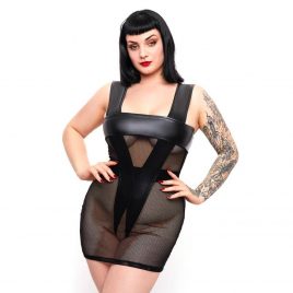 Brand X Plus Size Rock Chick Fishnet and Wet Look Dress