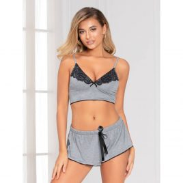 Seven ’til Midnight Grey Bralette and Shorts Set