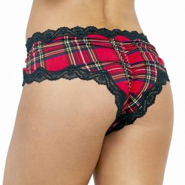 Escante Ruched Plaid Crotchless Panties