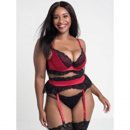 Lovehoney Plus Size Empress Red Satin and Lace Bra Set