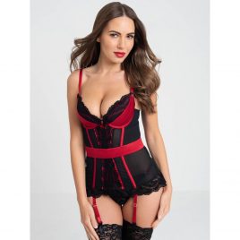 Lovehoney Empress Red Satin and Lace Basque Set