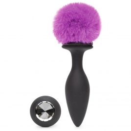 Happy Rabbit Large Rechargeable Vibrating Bunny Tail Butt Plug 5 Inch