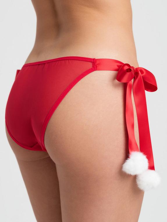Lovehoney Plus Size Holiday Pom-Pom Red Sheer Panties