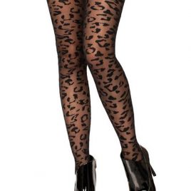 Leg Avenue Black Leopard Pattern Pantyhose