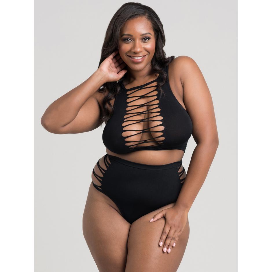 Lovehoney Plus Size Black Criss-Cross Bra Set