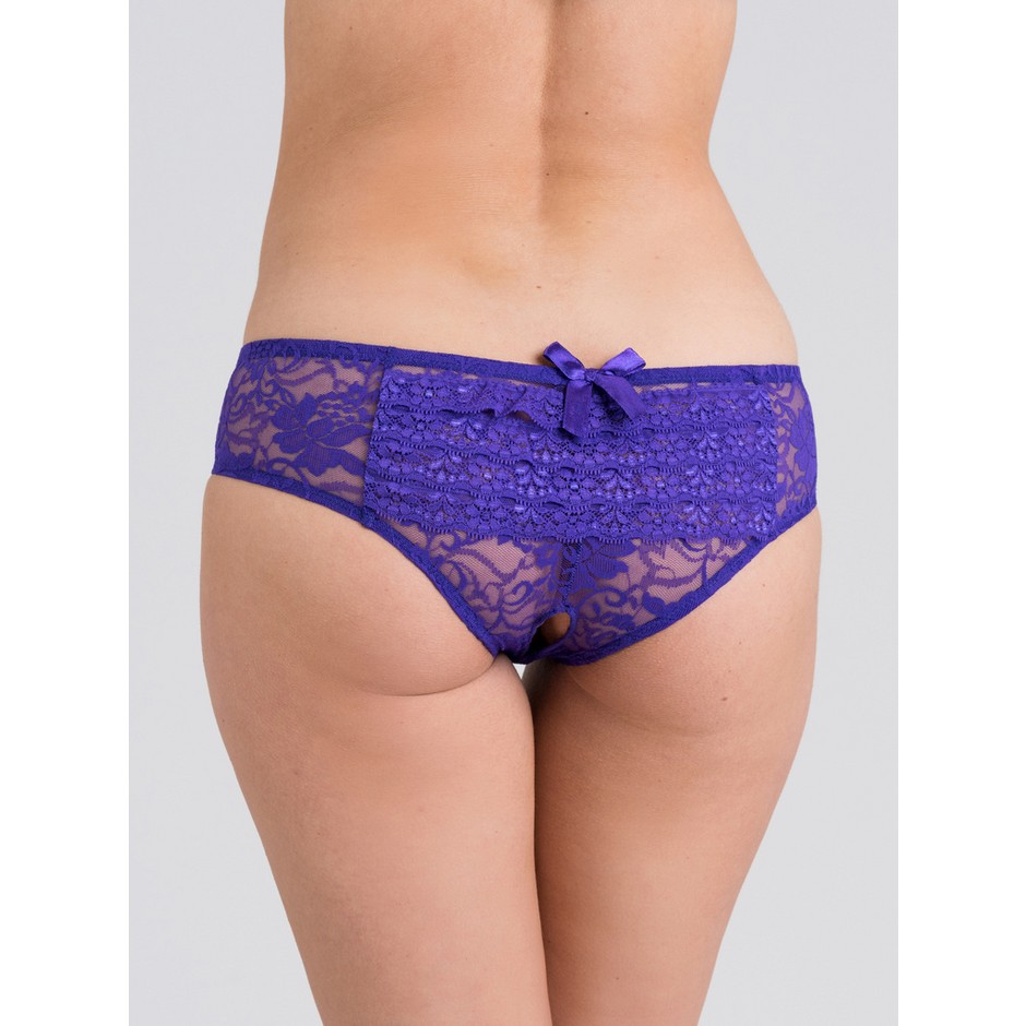 Lovehoney Purple Lace Crotchless Ruffle-Back Panties