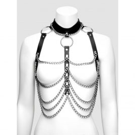 DOMINIX Deluxe Leather and Chain Harness Bra