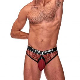 Male Power Red Cock Pit Mesh Thong