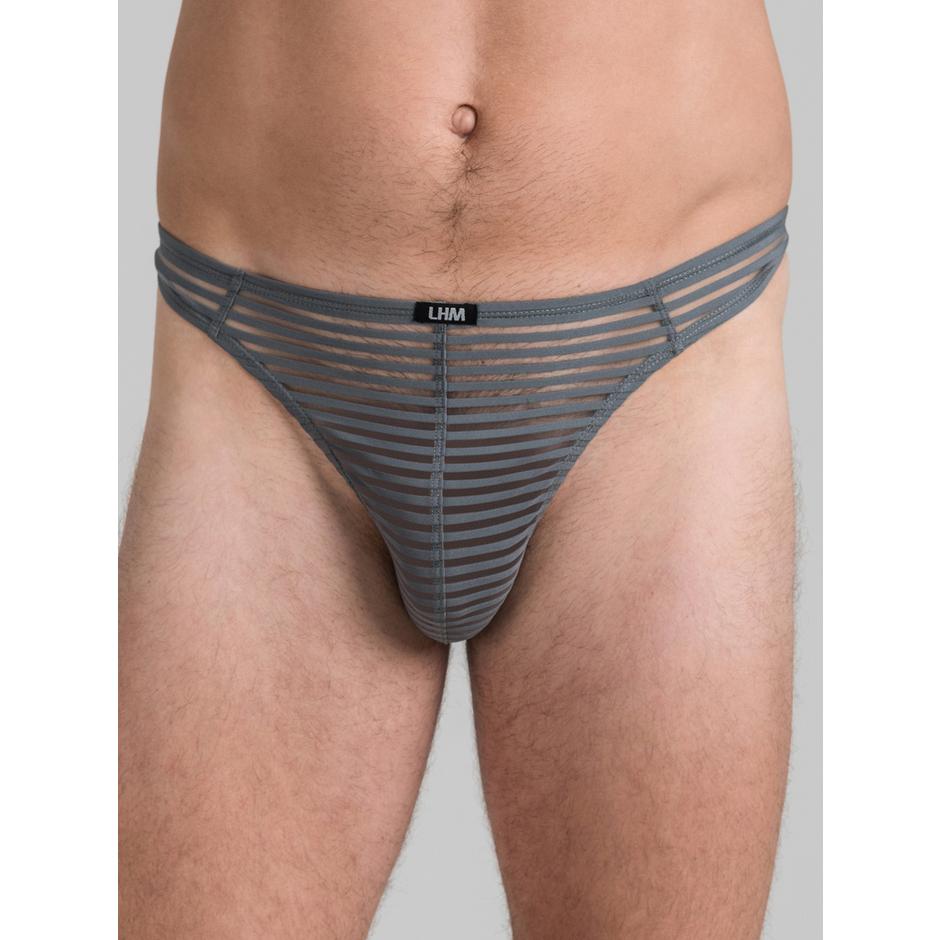 LHM Grey Stripe and Mesh Thong