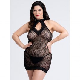 Fifty Shades of Grey Captivate Plus Size Black Lace Spanking Mini Dress