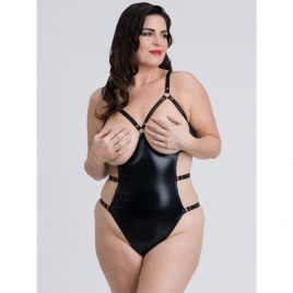 Fifty Shades of Grey Captivate Plus Size Wet Look Open-Cup Teddy