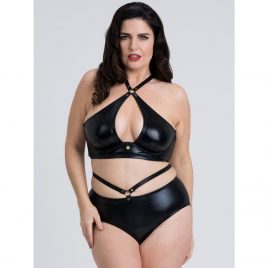 Fifty Shades of Grey Captivate Plus Size Wet Look Crotchless Bra Set