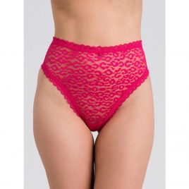 Lovehoney Pink High-Waisted Leopard Lace Thong