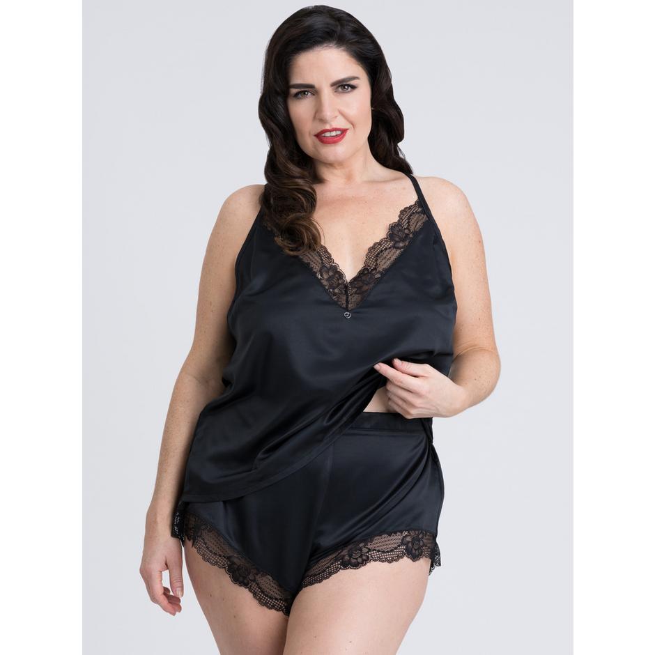 Lovehoney Plus Size Jewel Satin Black Cami Set