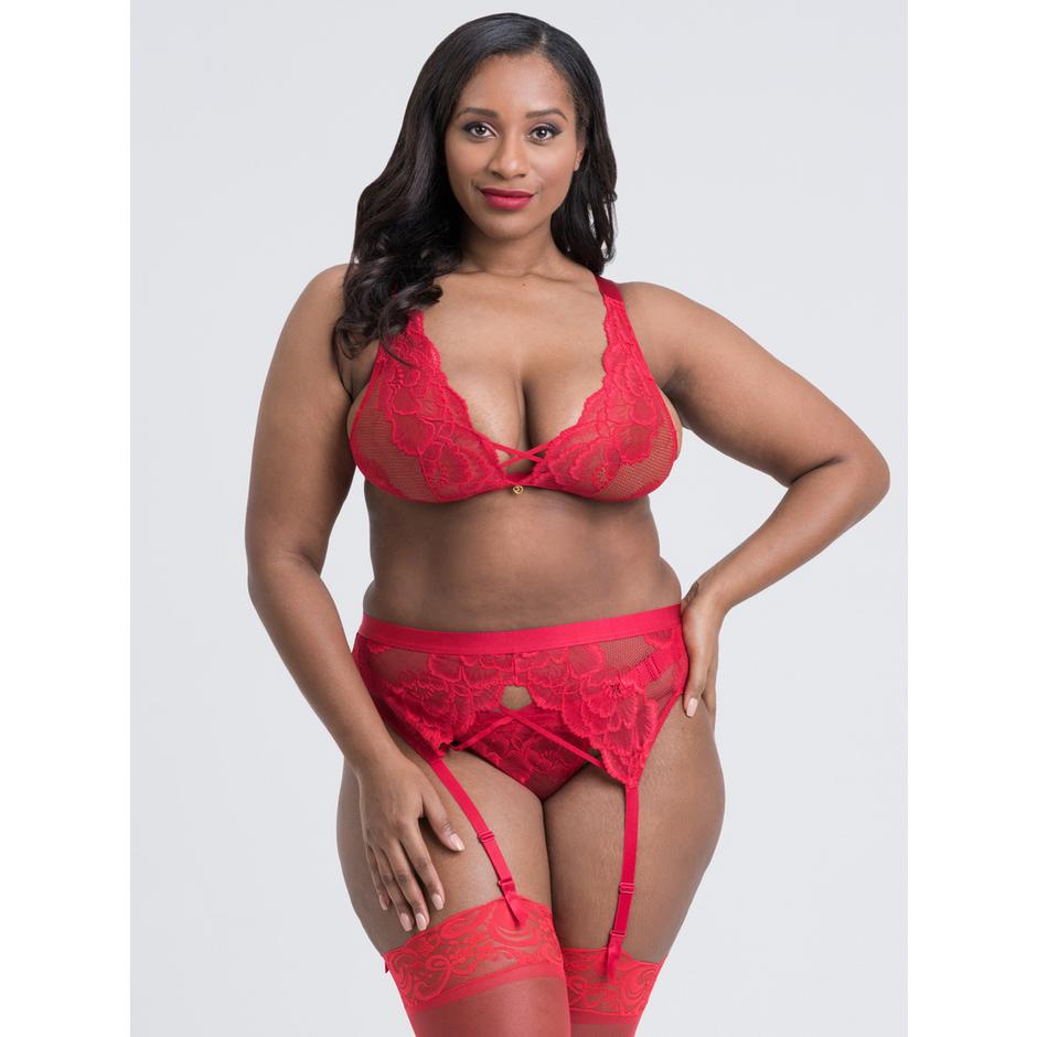 Lovehoney Plus Size Beau Red Lace Bra Set