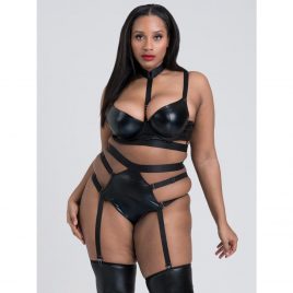 Lovehoney Plus Size Fierce Caged Desire Wet Look Bra Set