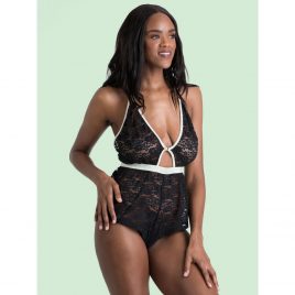 Lovehoney Mindful Black Lace Plunging Teddy