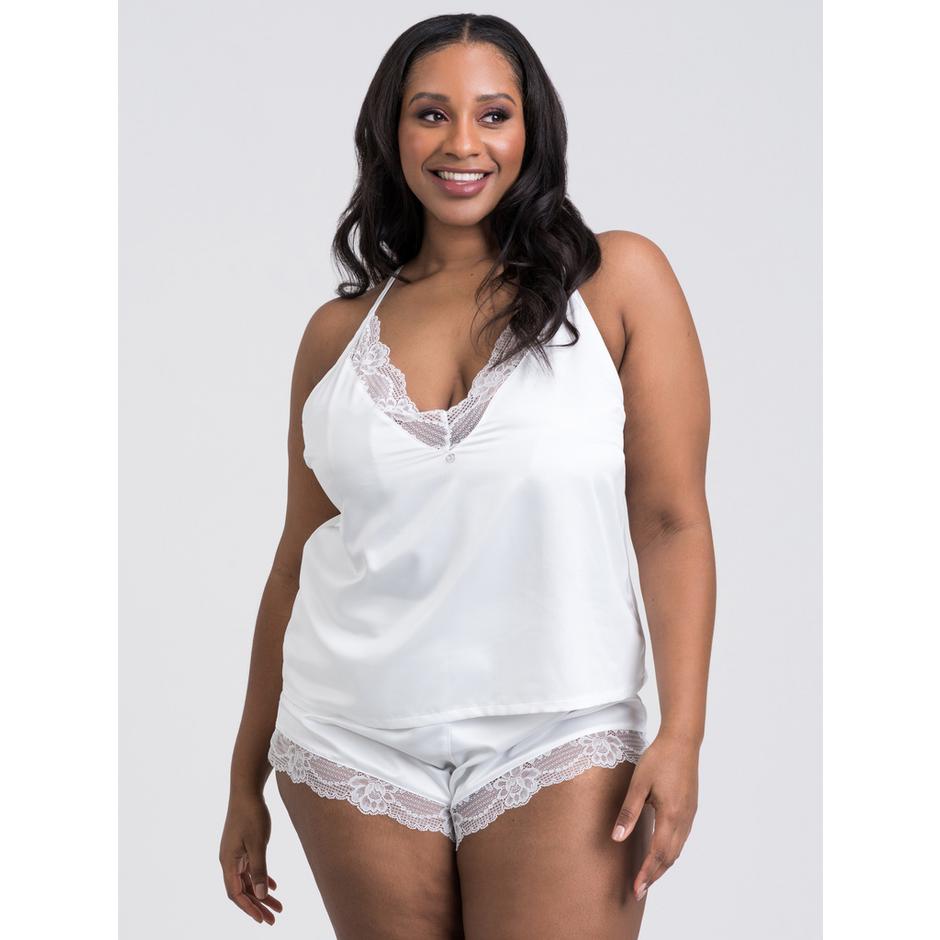 Lovehoney Plus Size Jewel Satin White Cami Set