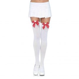 Leg Avenue White Thigh-Highs with Red Bows