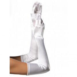 Leg Avenue White Elbow-Length Satin Gloves