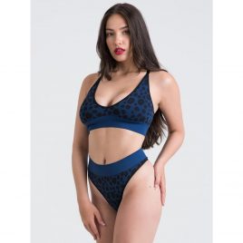 Lovehoney Mindful Blue Leopard Print Seamless Bra Set