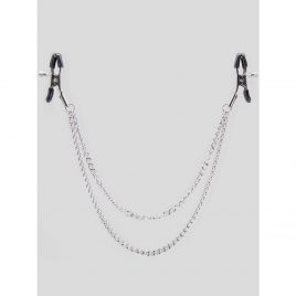 Bondage Boutique Adjustable Nipple Clamps with Double Chain