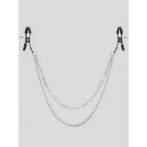 Bondage Boutique Adjustable Nipple Clamps with Double Chain