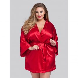 Lovehoney Plus Size Short Red Satin Robe