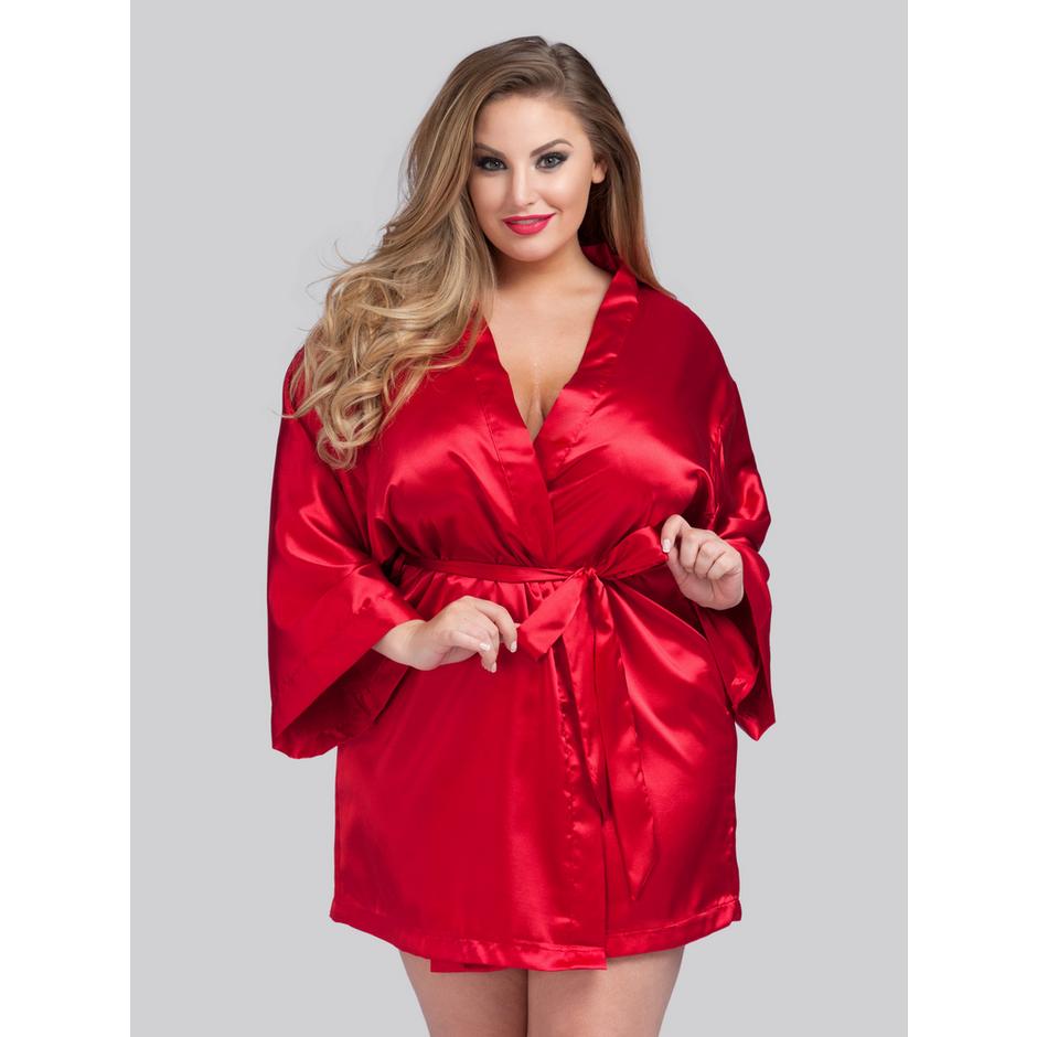 Lovehoney Plus Size Short Red Satin Robe