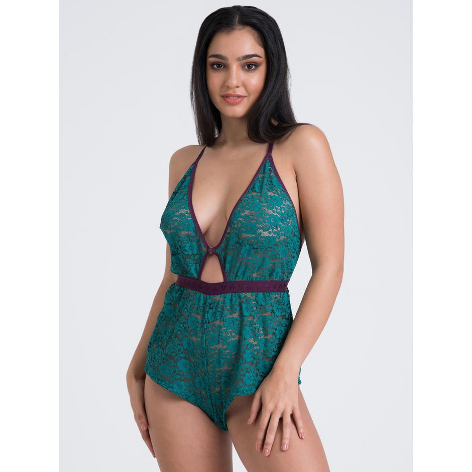 Lovehoney Mindful Teal Lace Plunging Teddy