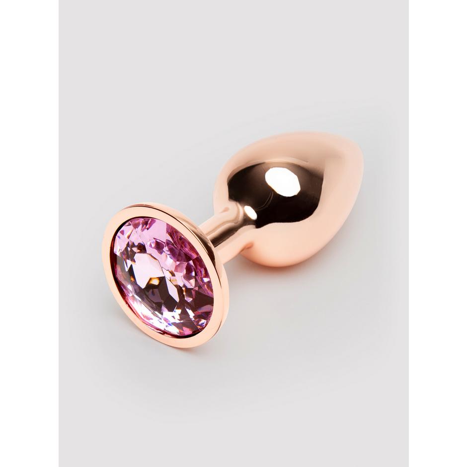 Rear Assets Small Jewelled Rose Gold Metal Butt Plug 2 Inch