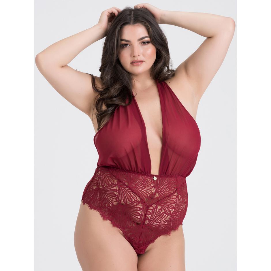 Fifty Shades of Grey Captivate Plus Size Wine Chiffon Plunge Teddy