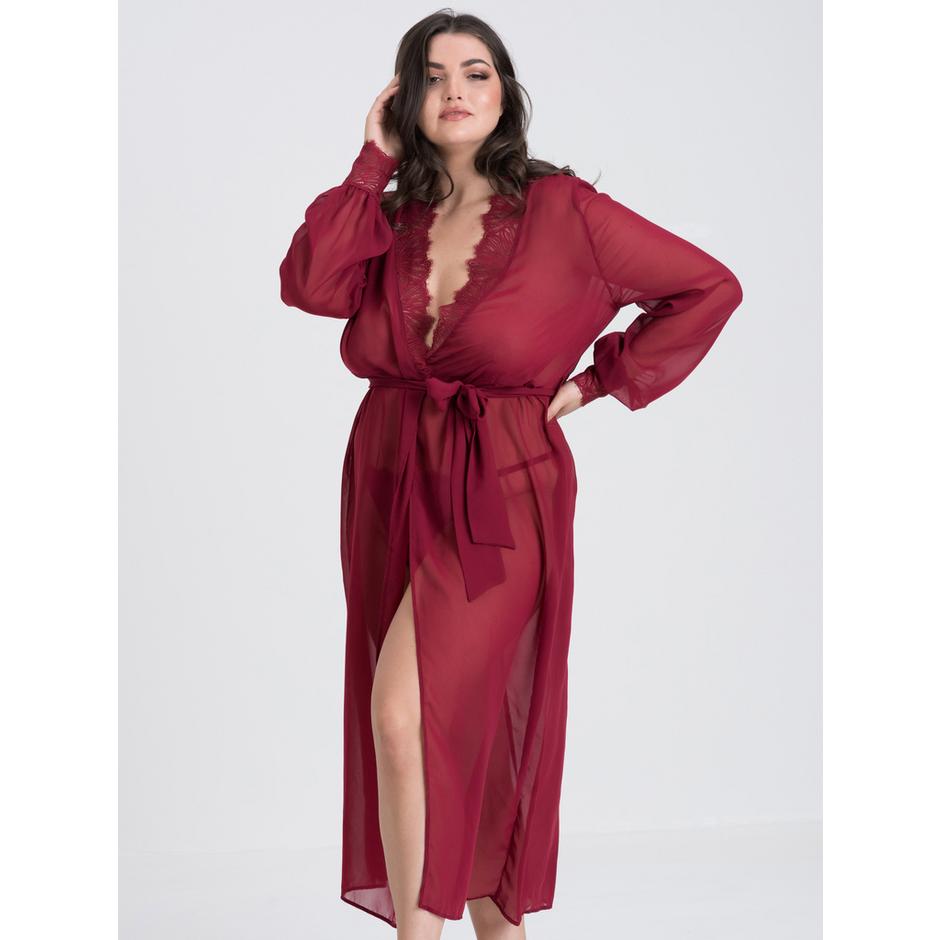 Fifty Shades of Grey Captivate Plus Size Wine Chiffon and Lace Robe