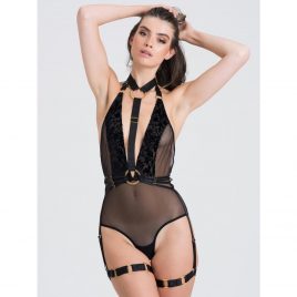 Fifty Shades of Grey Captivate Black Flocked Mesh Harness Teddy