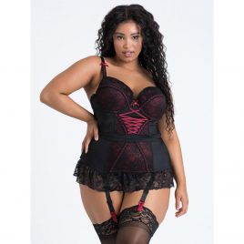 Lovehoney Plus Size Twilight Rose Black Lace Basque Set