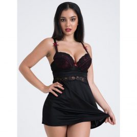 Lovehoney Twilight Rose Black Lace Babydoll Set