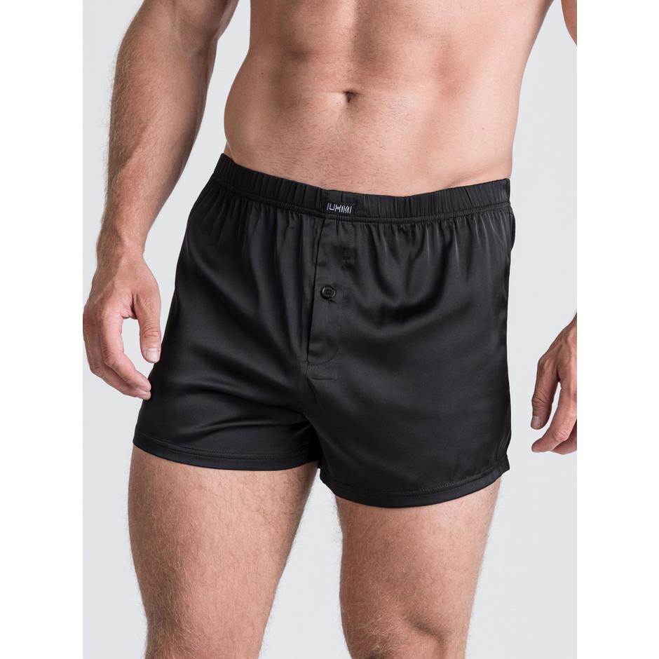 LHM Black Satin Boxer Shorts