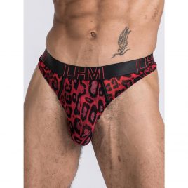 LHM Red Leopard Print Mesh Thong