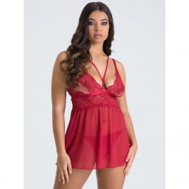 Lovehoney Tiger Lily Red Floral Lace Babydoll Set