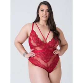 Lovehoney Plus Size Tiger Lily Red Floral Lace Teddy