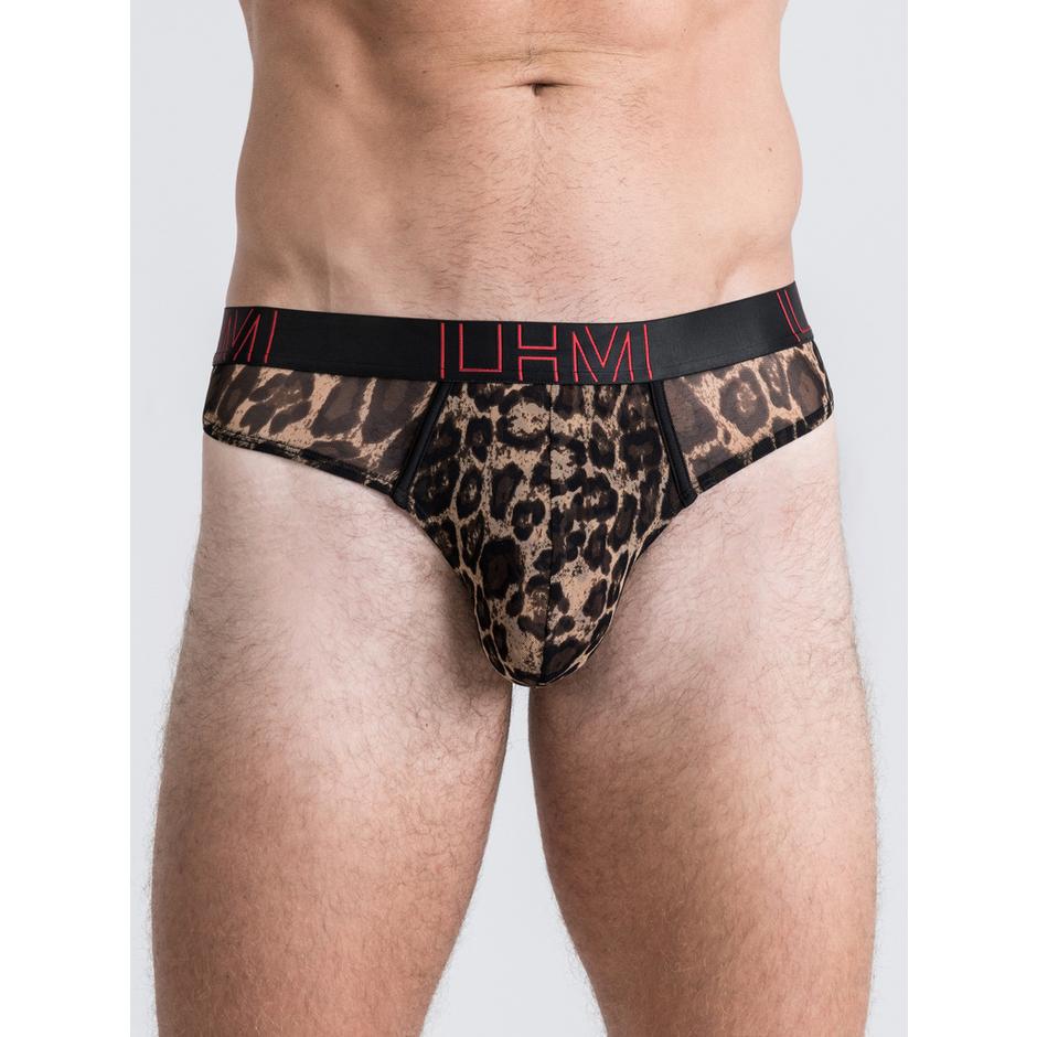 LHM Leopard Print Mesh Thong