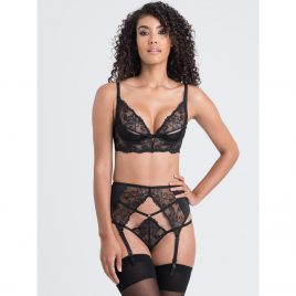 Lovehoney Lotus Black Sheer Embroidered Bra Set